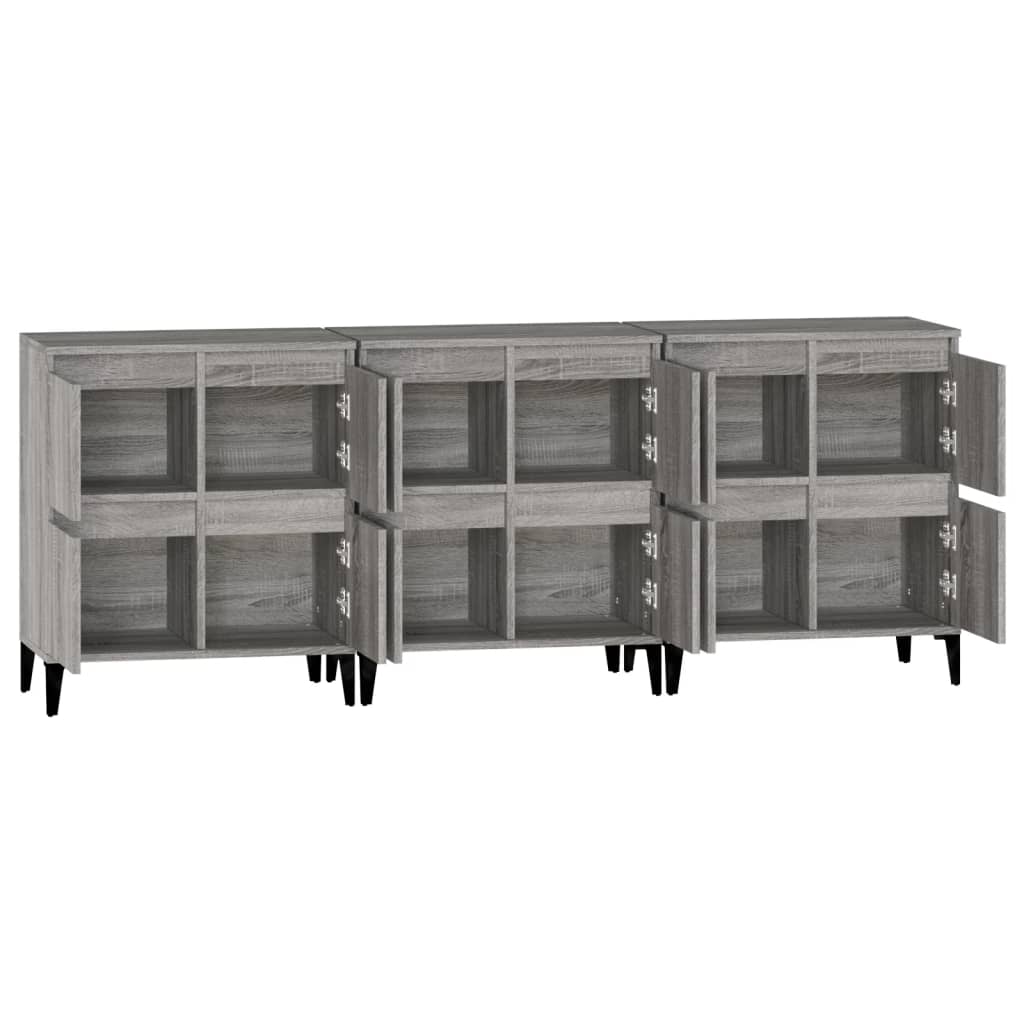 Skjenker 3 stk grå sonoma 60x35x70 cm konstruert tre
