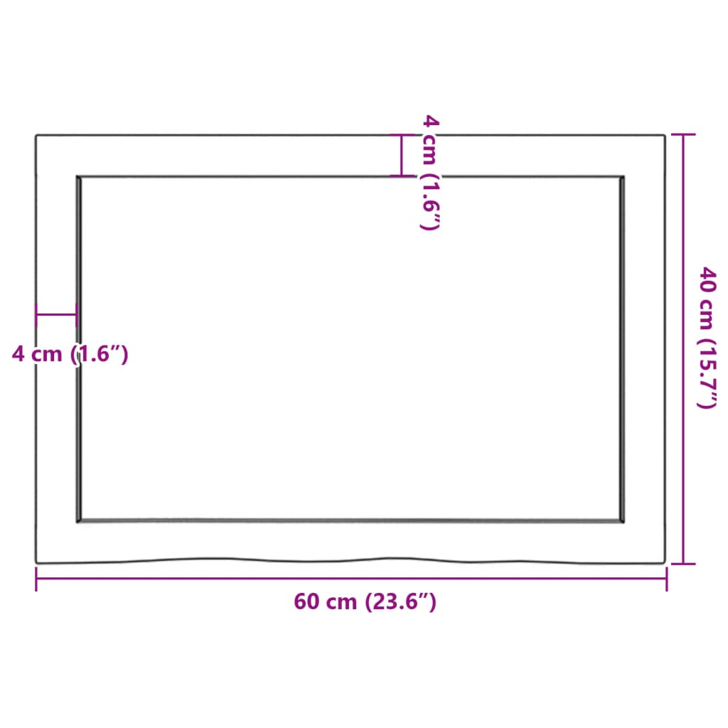 Bordplate 60x40x(2-6) cm ubehandlet heltre eik