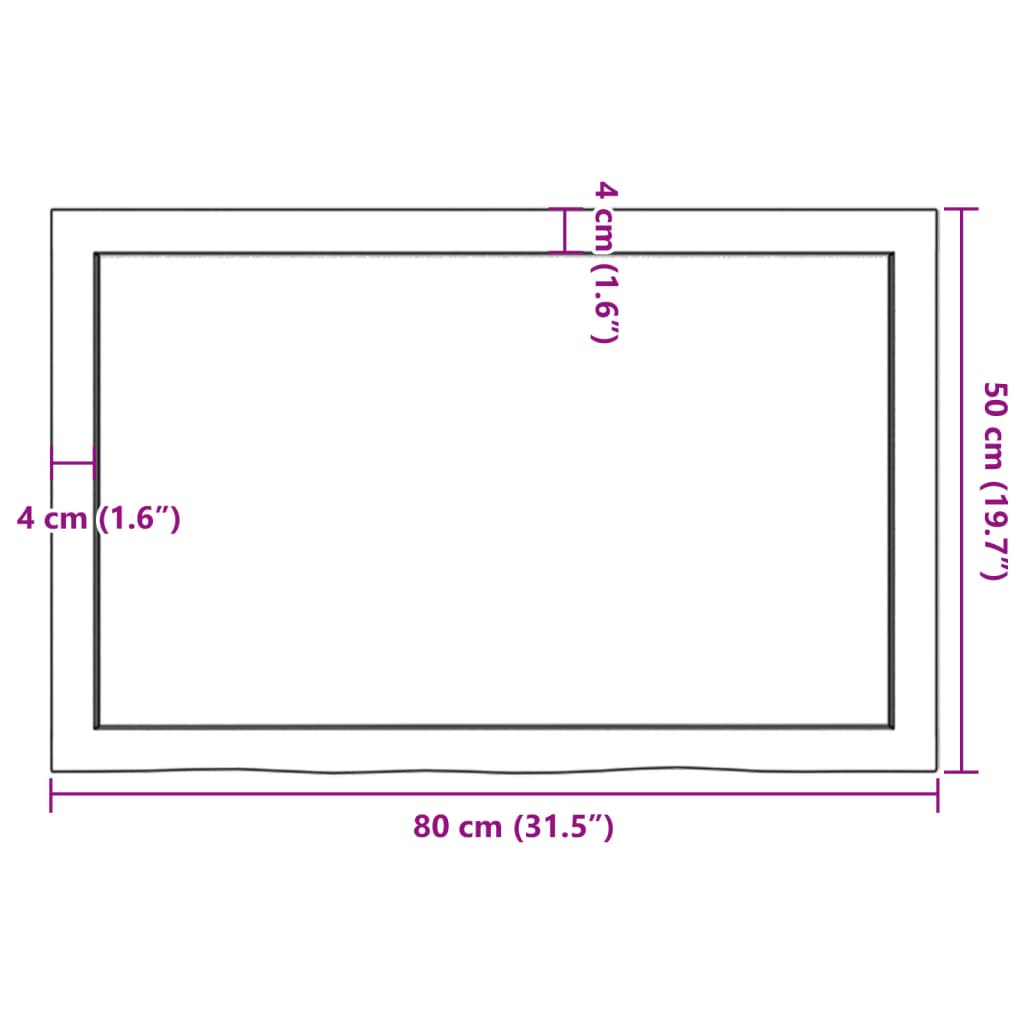 Bordplate 80x50x(2-6) cm ubehandlet heltre eik