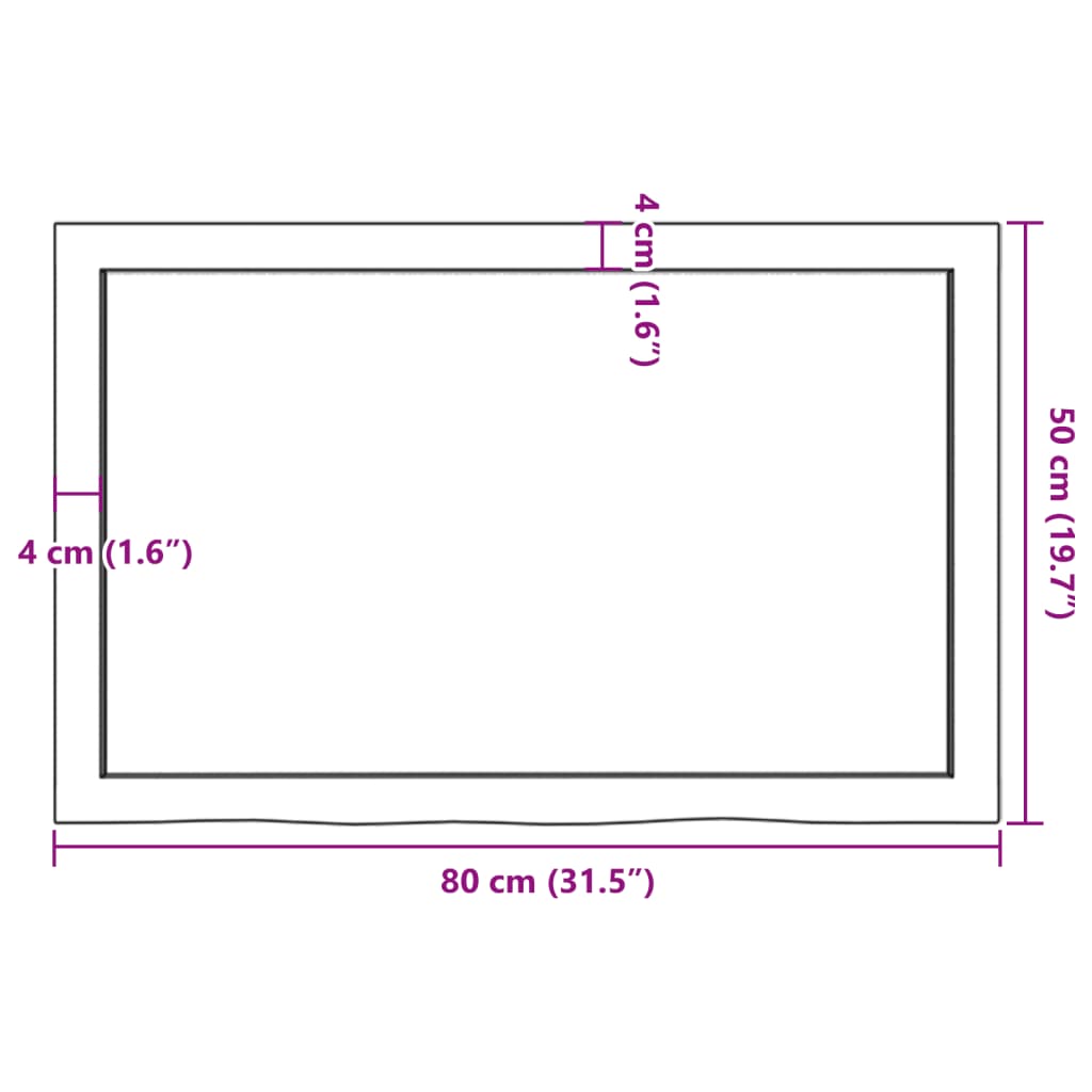 Bordplate lysebrun 80x50x(2-6) cm behandlet heltre eik vidaXL