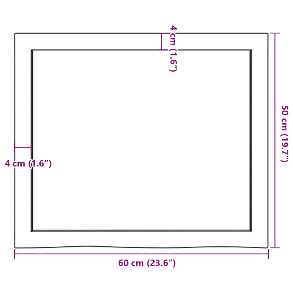Bordplate mørkebrun 60x50x(2-4) cm behandlet heltre eik