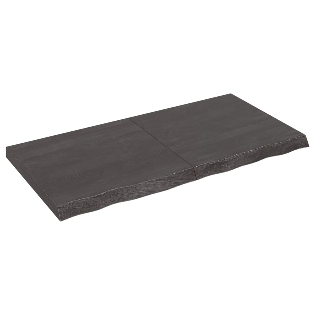 Bordplate mørkebrun 120x60x(2-6) cm behandlet heltre eik