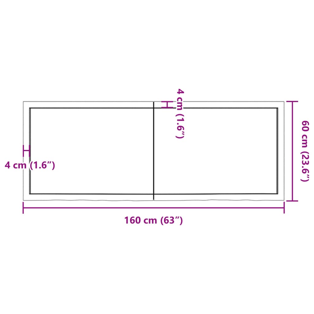 Bordplate mørkebrun 160x60x(2-6) cm behandlet heltre eik