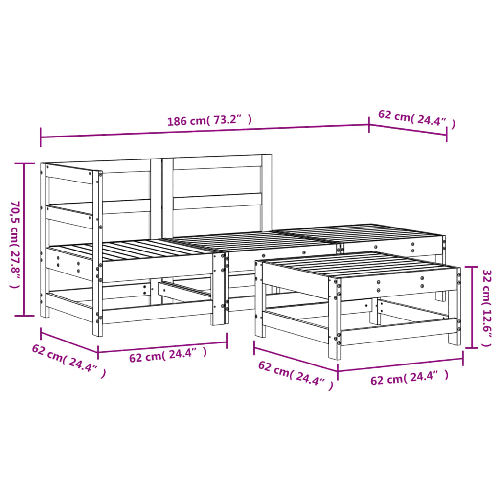 Hagesofagruppe 4 deler impregnert furu