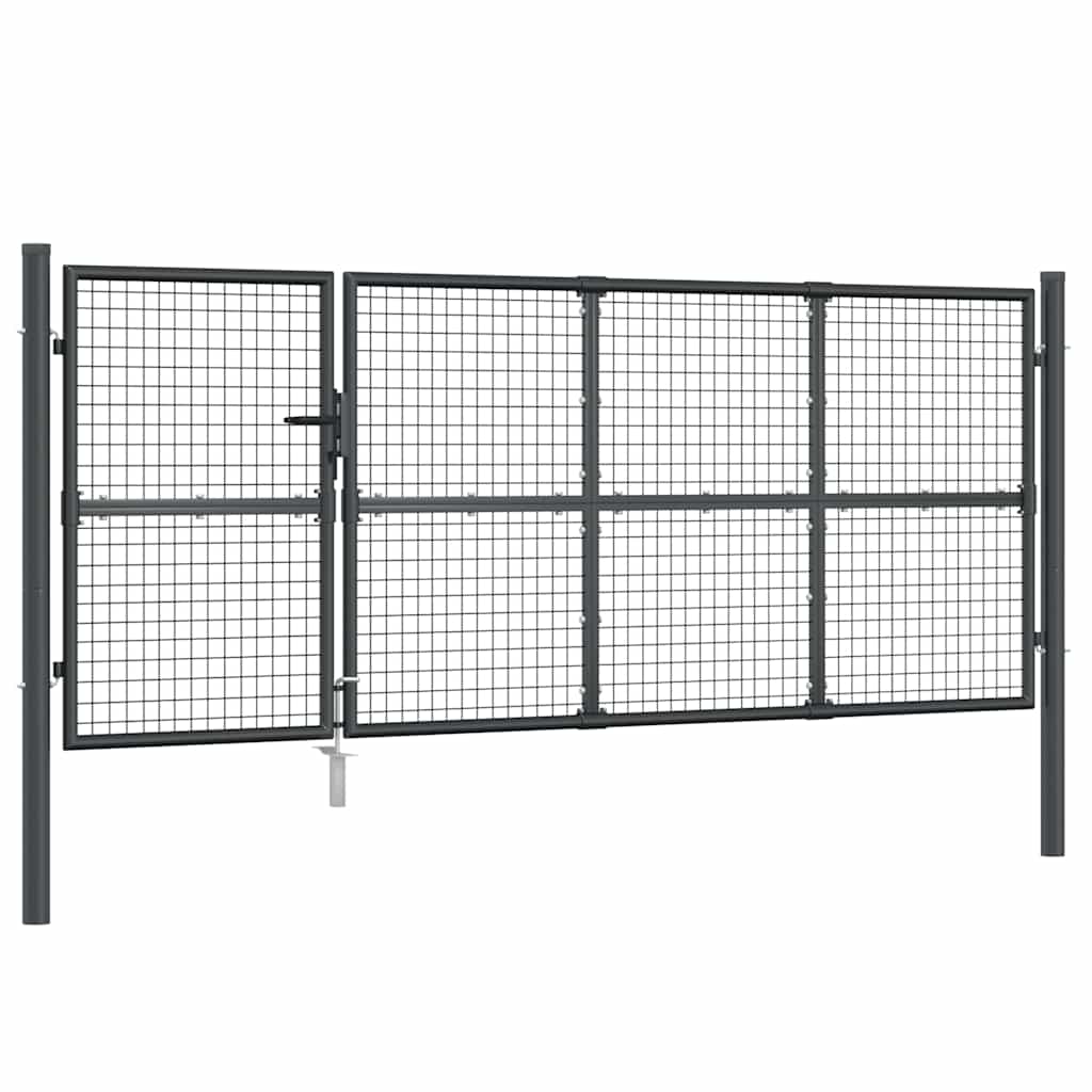Hageport med netting antrasitt 350x125 cm galvanisert stål vidaXL
