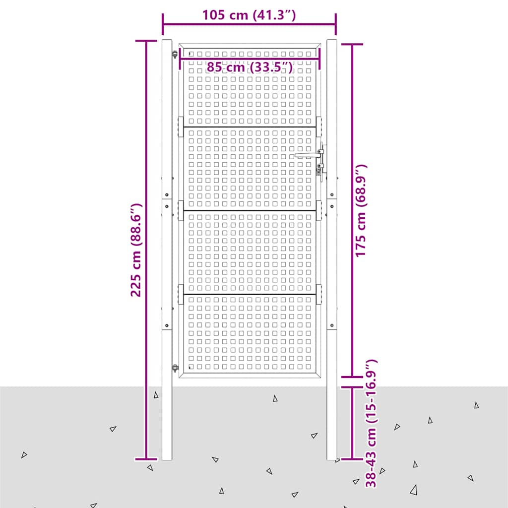 Hageport antrasitt 100x175 cm stål vidaXL