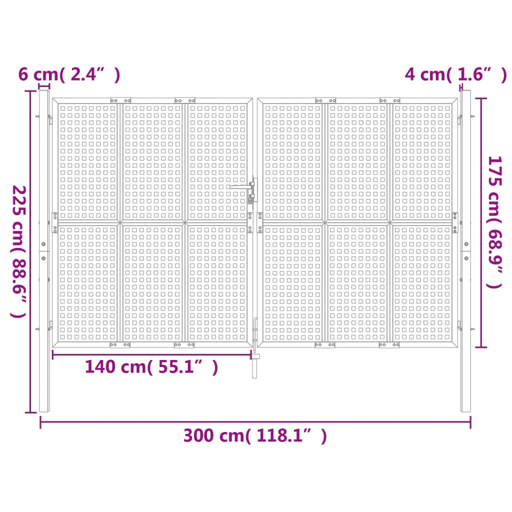 Hageport antrasitt 300x175 cm stål