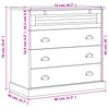 Kommode VIGO hvit 80x40x76 cm heltre furu