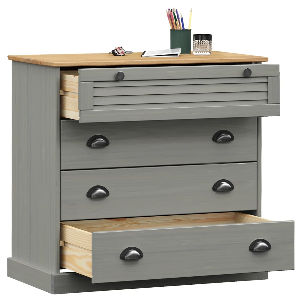 Kommode VIGO grå 80x40x76 cm heltre furu