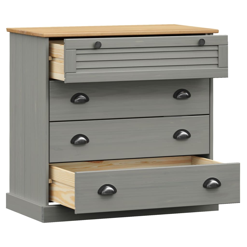 Kommode VIGO grå 80x40x76 cm heltre furu