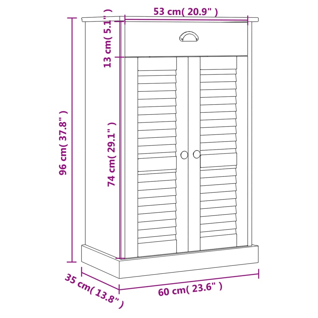 Skoskap VIGO 60x35x96 cm heltre furu