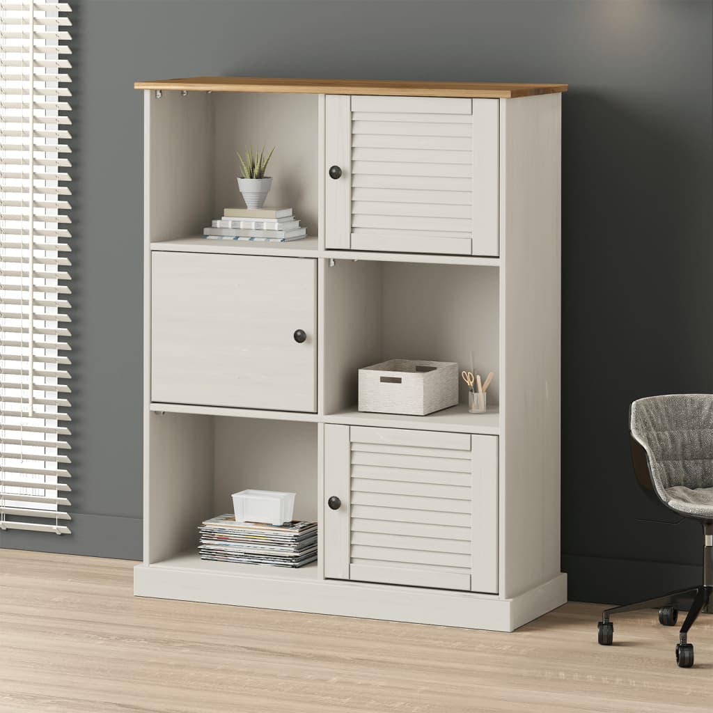 Bokhylle VIGO hvit 90x35x114,5 cm heltre furu vidaXL