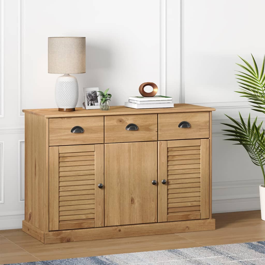 Skjenk med skuffer VIGO 113x40x75 cm heltre furu vidaXL