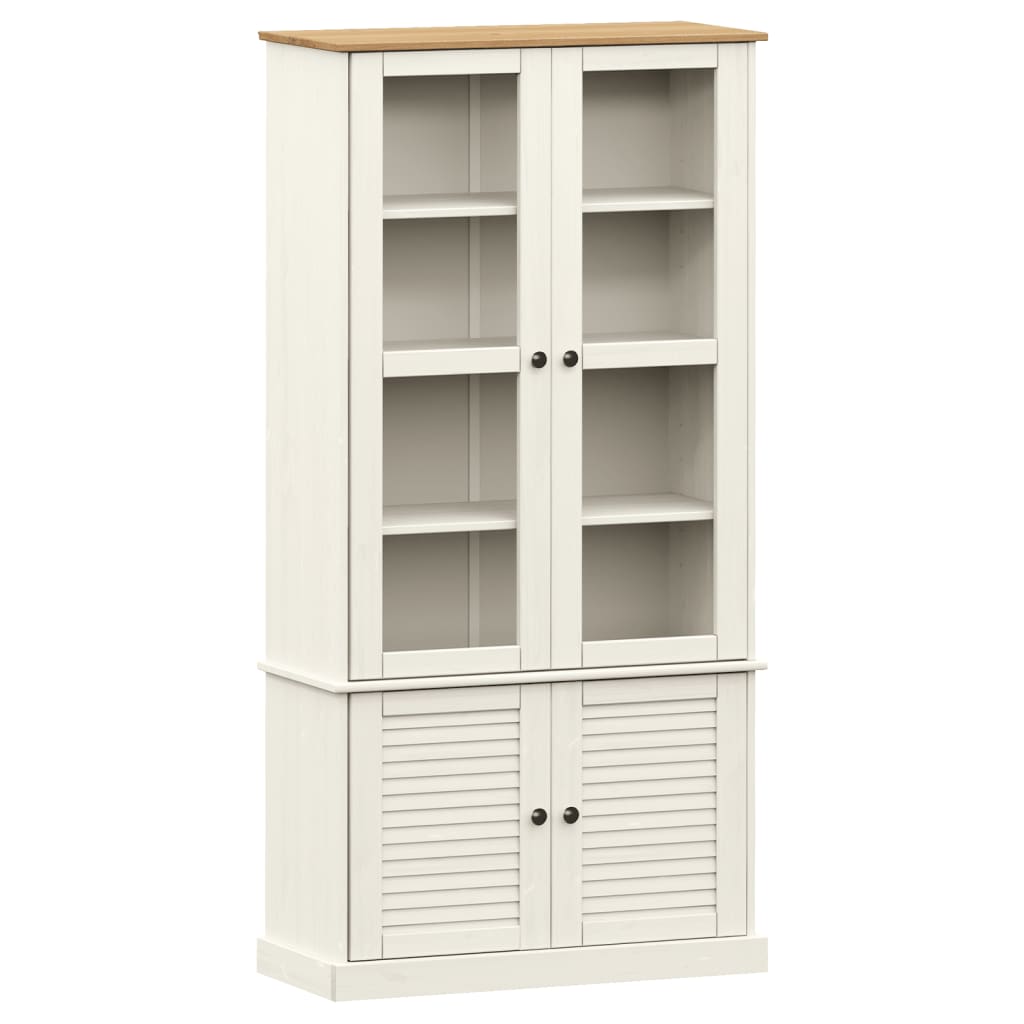 Vitrine VIGO hvit 85x35x170 cm heltre furu vidaXL