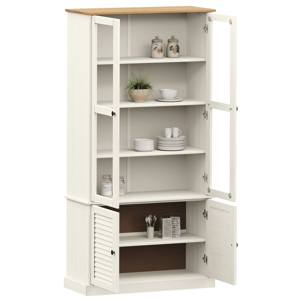 Vitrine VIGO hvit 85x35x170 cm heltre furu vidaXL