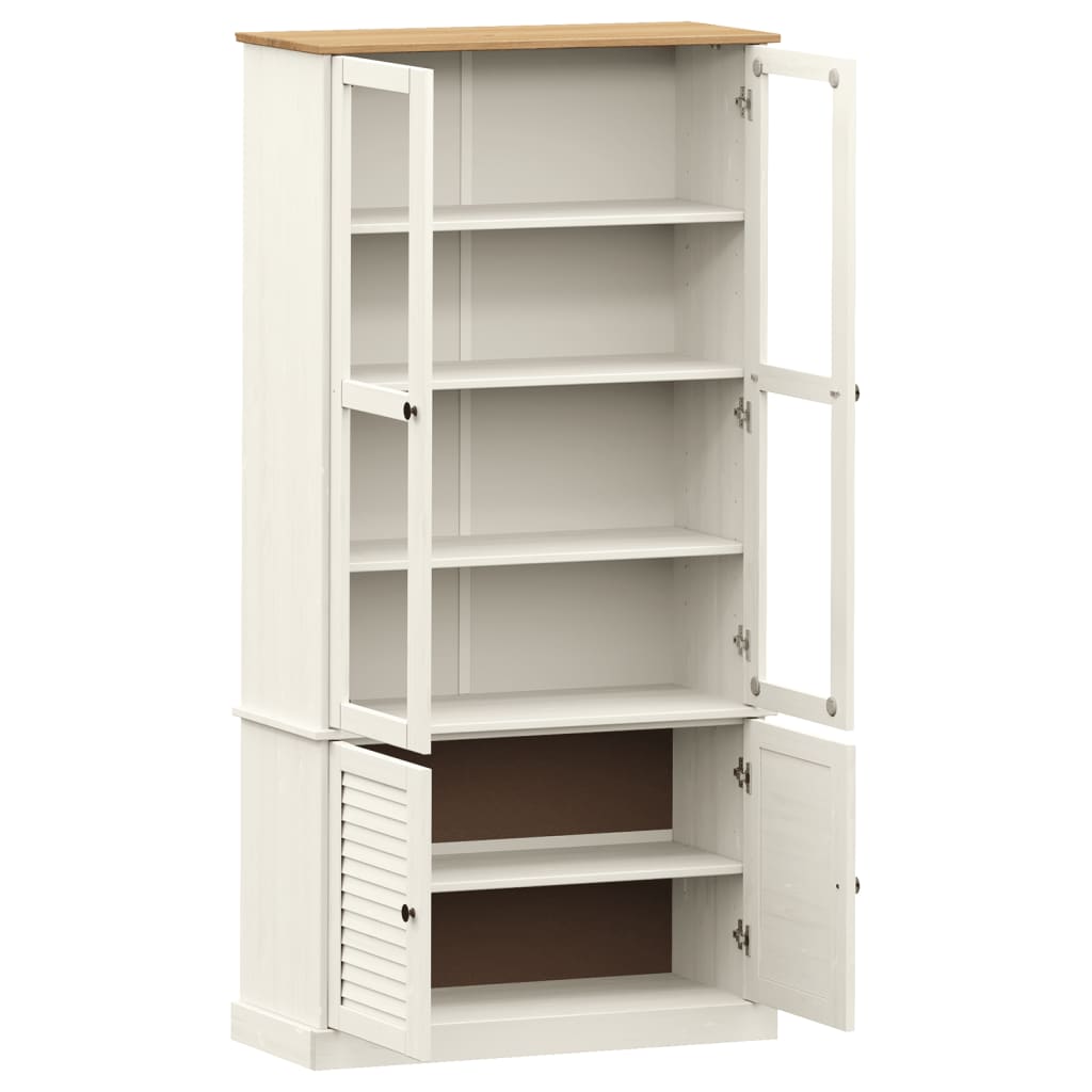 Vitrine VIGO hvit 85x35x170 cm heltre furu vidaXL