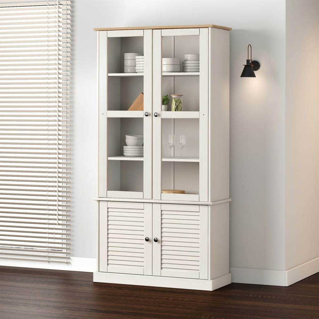 Vitrine VIGO hvit 85x35x170 cm heltre furu vidaXL