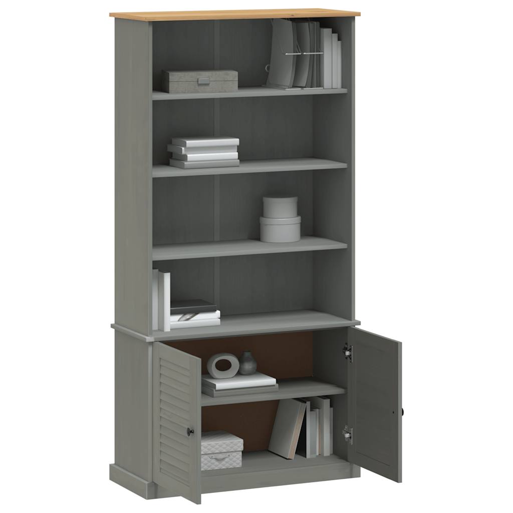 Bokhylle VIGO grå 85x35x170 cm heltre furu