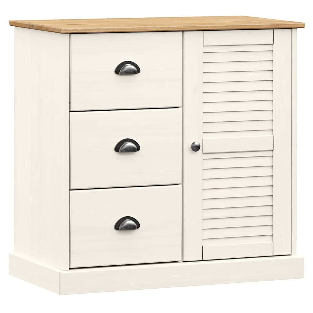 Skjenk med skuffer VIGO 78x40x75 cm hvit heltre furu vidaXL