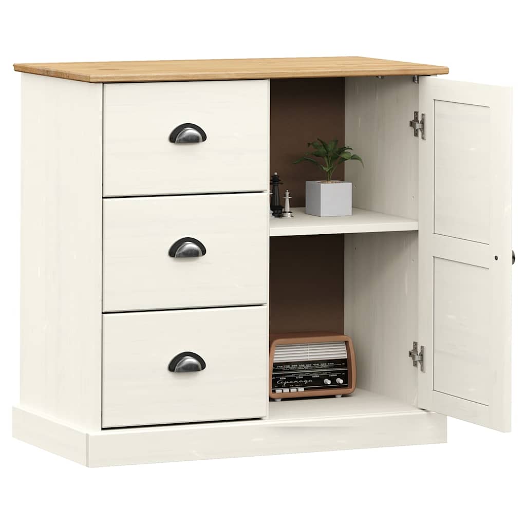Skjenk med skuffer VIGO 78x40x75 cm hvit heltre furu vidaXL