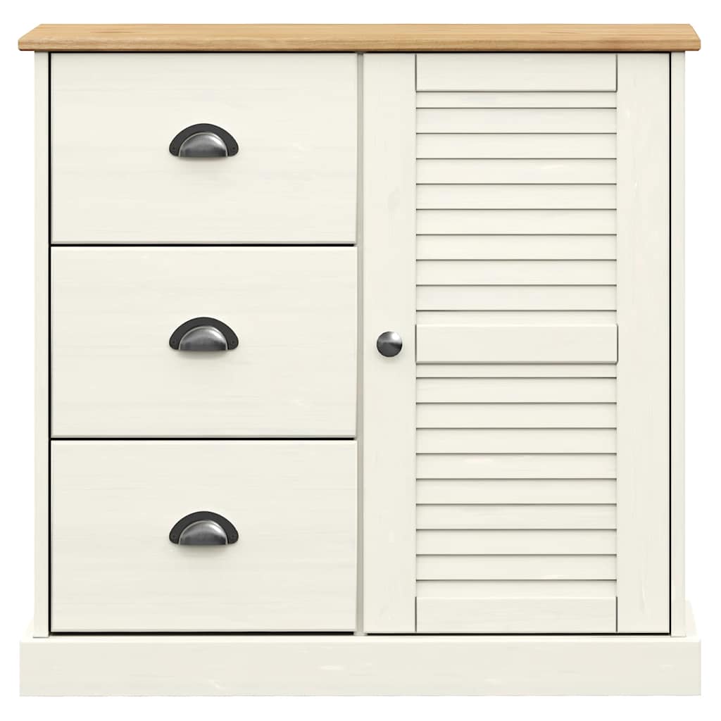 Skjenk med skuffer VIGO 78x40x75 cm hvit heltre furu vidaXL