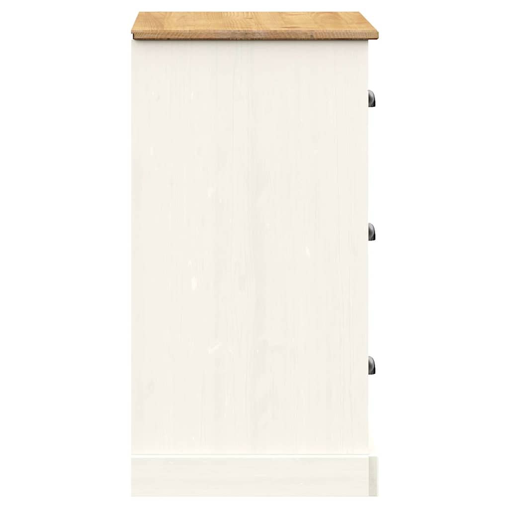 Skjenk med skuffer VIGO 78x40x75 cm hvit heltre furu vidaXL