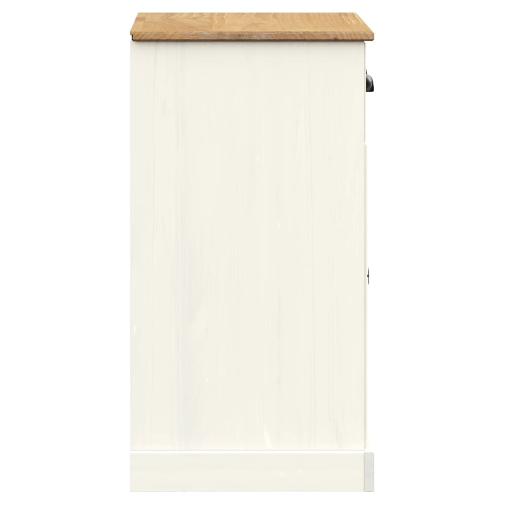 Skjenk med skuffer VIGO 78x40x75 cm hvit heltre furu vidaXL