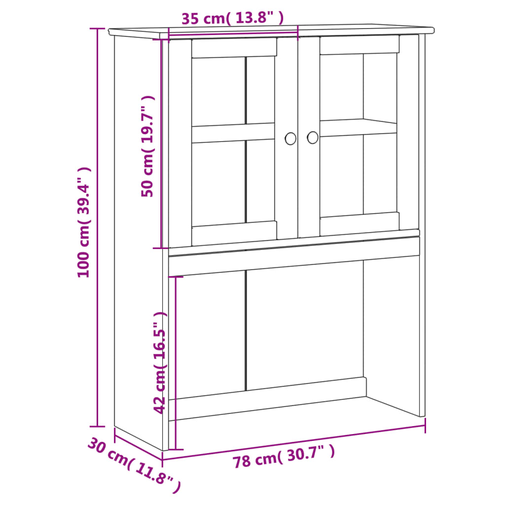 Topp til kommode VIGO 78x30x100 cm heltre furu vidaXL
