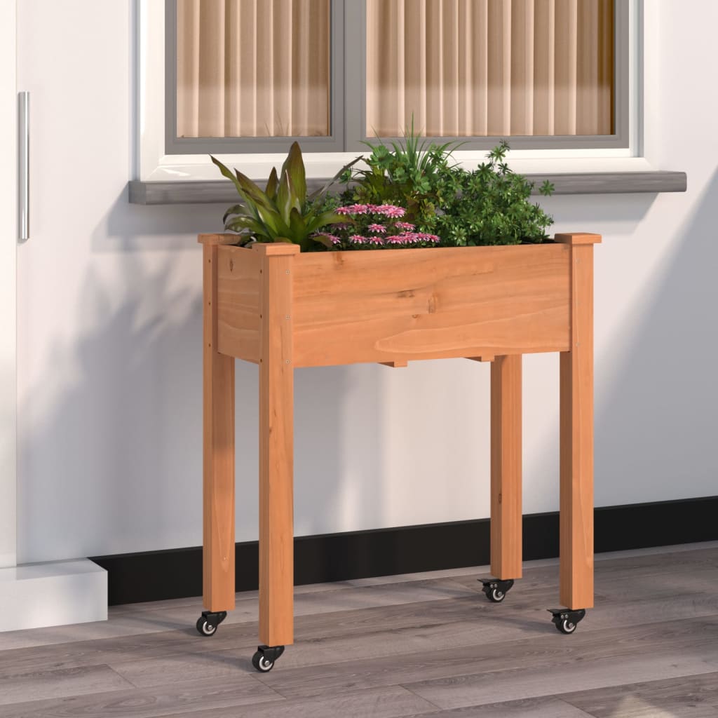 Plantekasse med foring brun 71x37x80 cm heltre gran