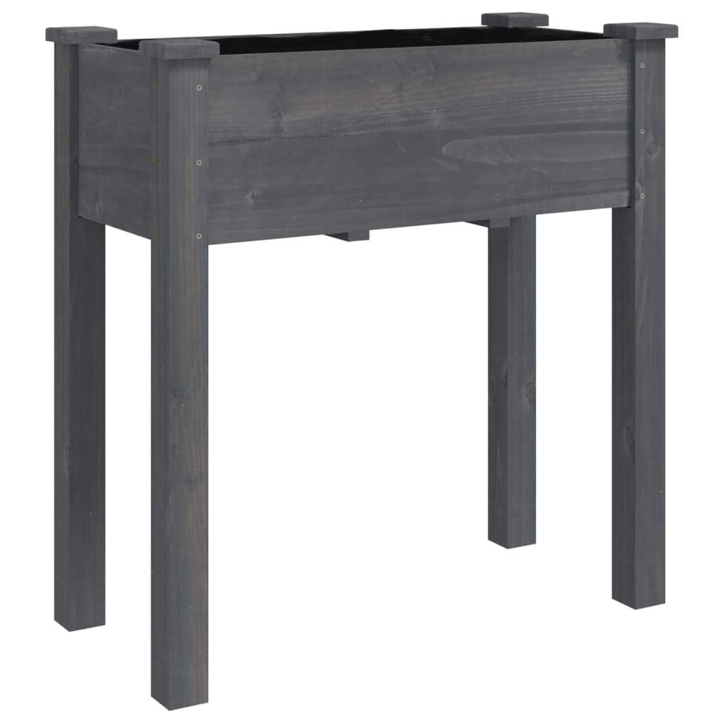 Plantekasse med foring grå 71x37x80 cm heltre gran