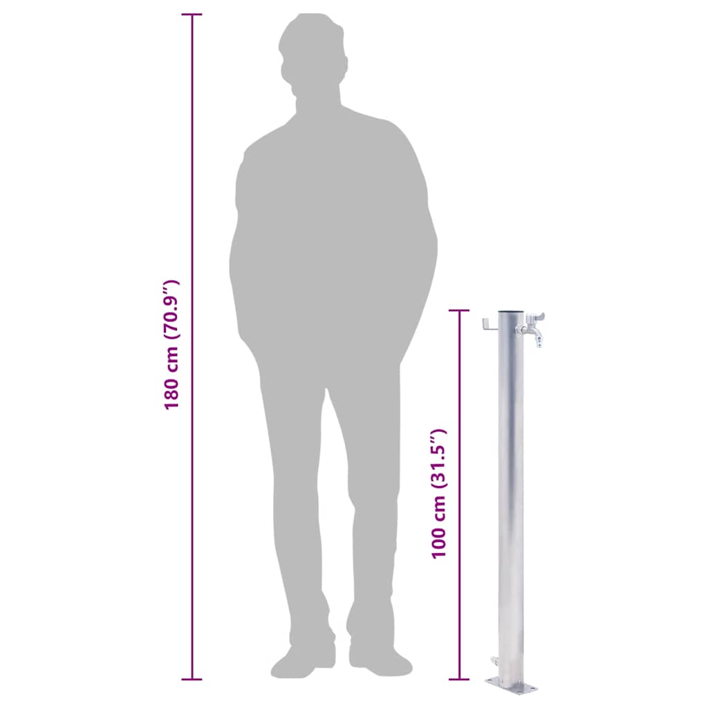 Hagevannsøyle 100 cm rustfritt stål rund