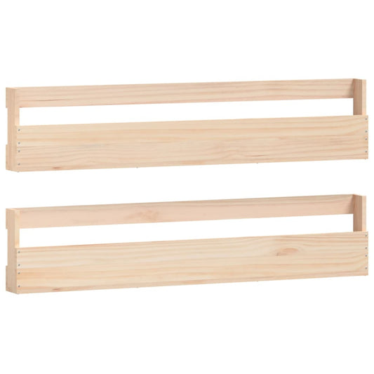 Veggmonterte skohyller 2 stk 110x9x23 cm heltre furu