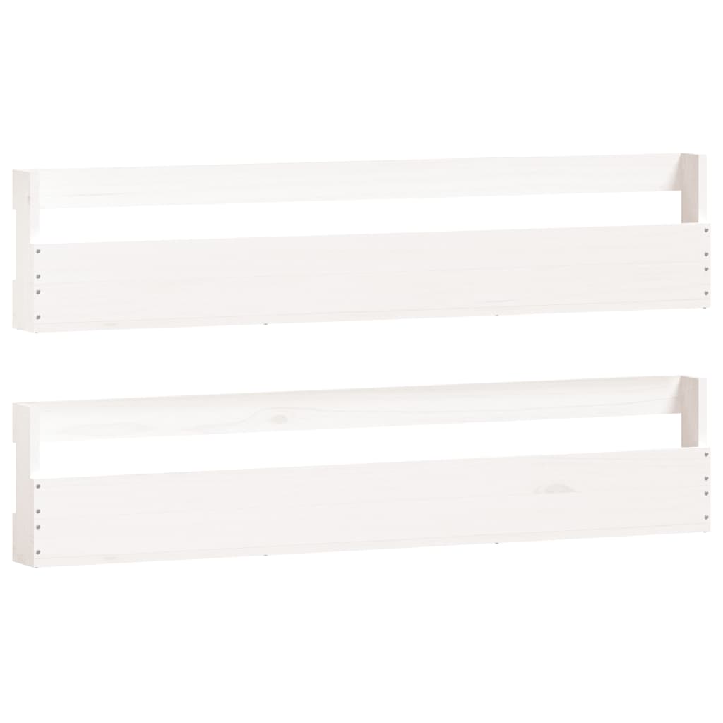 Veggmonterte skohyller 2 stk hvit 110 x 9 x 23 cm heltre furu