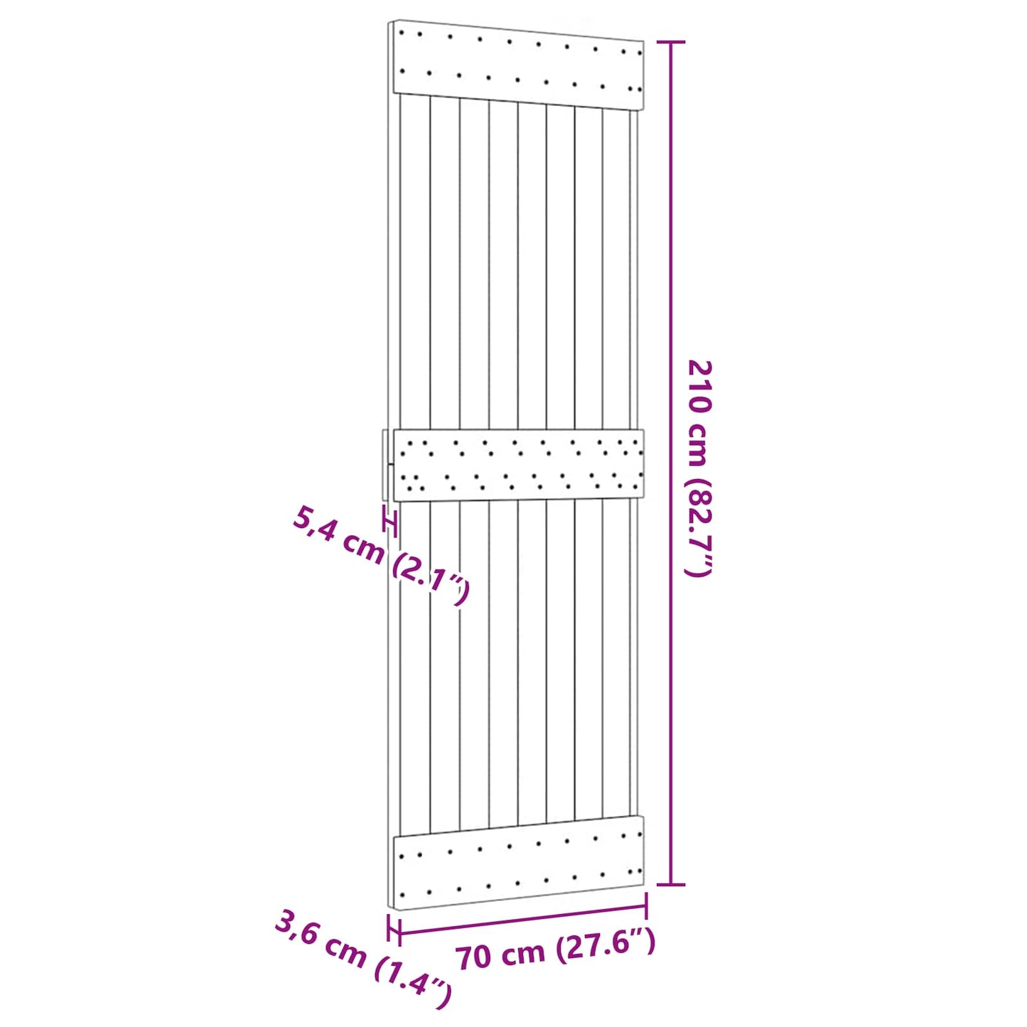 Dør NARVIK Naturlig 70 x 210 cm Massiv Furu Tre