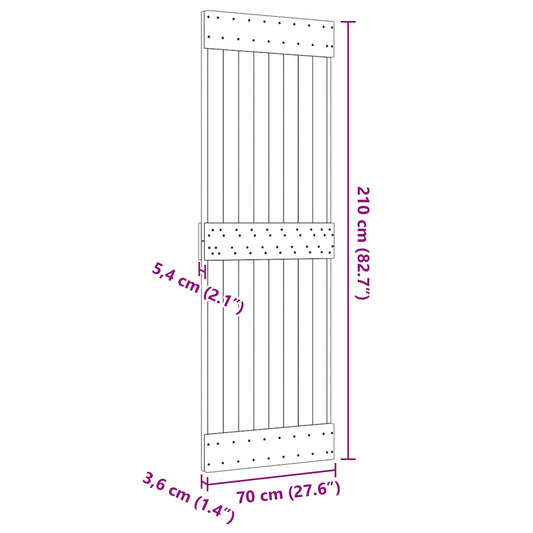 Dør NARVIK Naturlig 70 x 210 cm Massiv Furu Tre