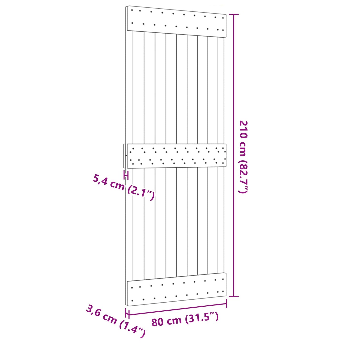 Dør NARVIK Naturlig 80 x 210 cm Massiv Furu Tre
