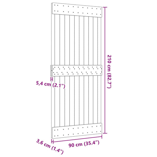 Dør NARVIK Naturlig 90 x 210 cm Massiv Furu Tre