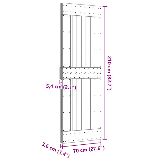 Dør NARVIK Naturlig 70 x 210 cm Massiv Furu Tre