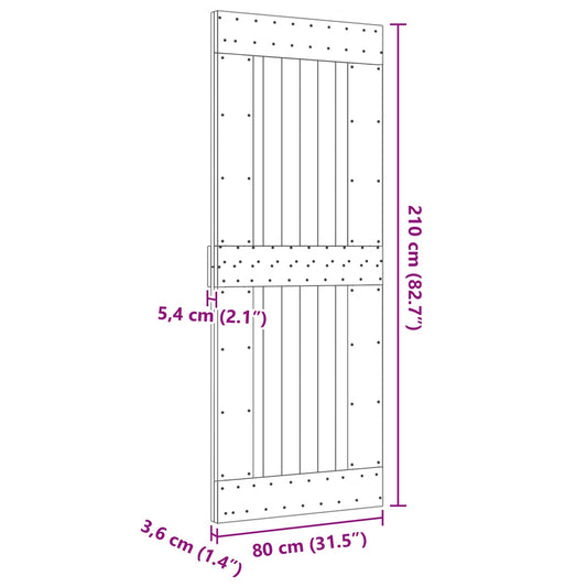 Dør NARVIK Naturlig 80 x 210 cm Massiv Furu Tre