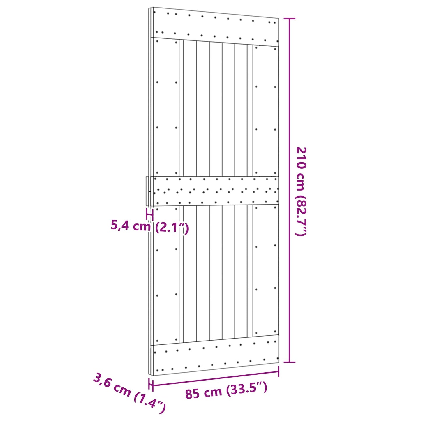 Dør NARVIK Naturlig 85 x 210 cm Massiv Furu Tre