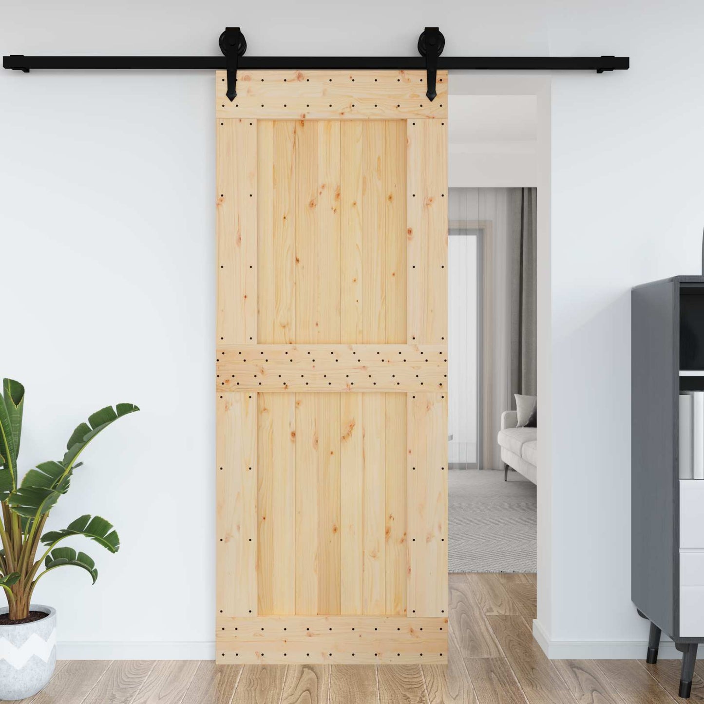Dør NARVIK Naturlig 90 x 210 cm Massiv Furu Tre