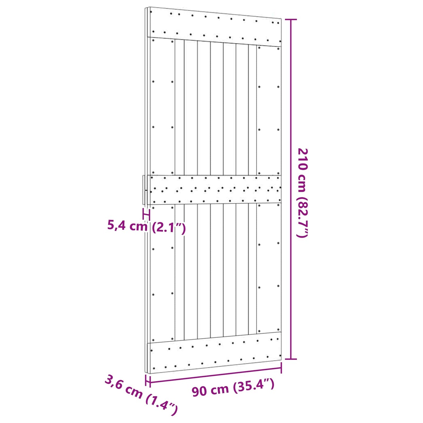 Dør NARVIK Naturlig 90 x 210 cm Massiv Furu Tre