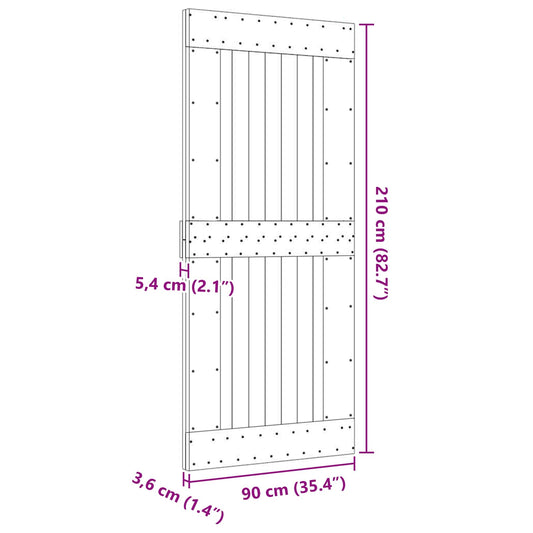 Dør NARVIK Naturlig 90 x 210 cm Massiv Furu Tre