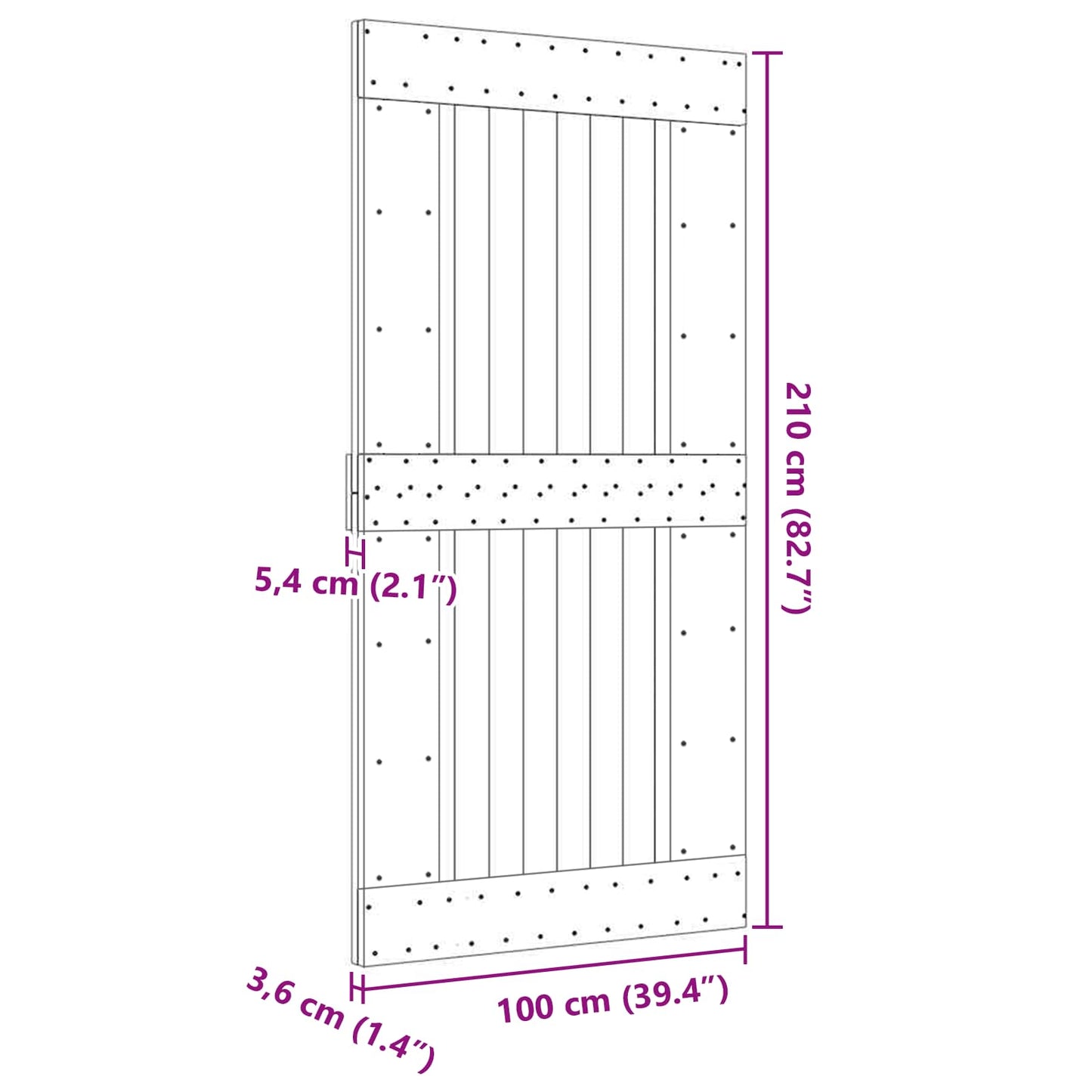 Dør NARVIK Naturlig 100 x 210 cm Massiv Furu Tre