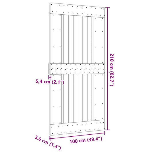 Dør NARVIK Naturlig 100 x 210 cm Massiv Furu Tre