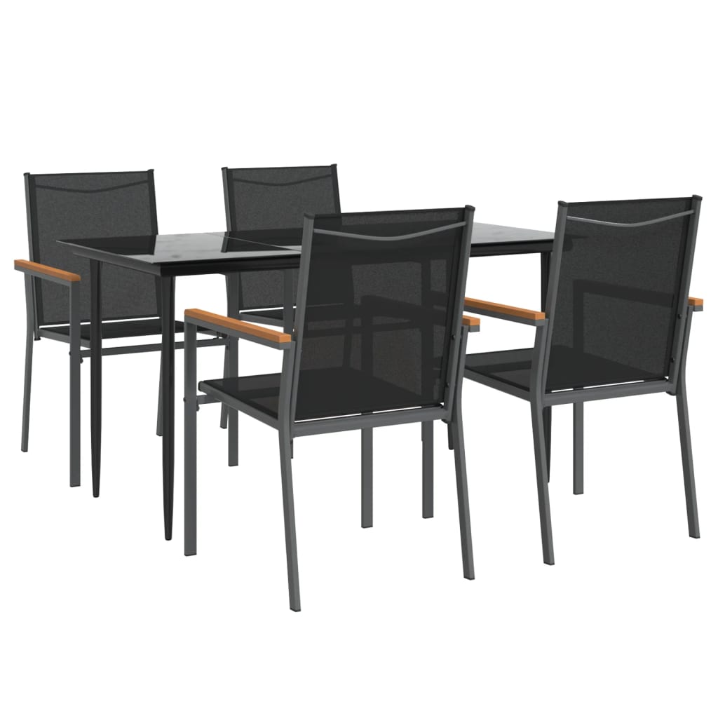 Hagespisegruppe 5 deler svart textilene og stål