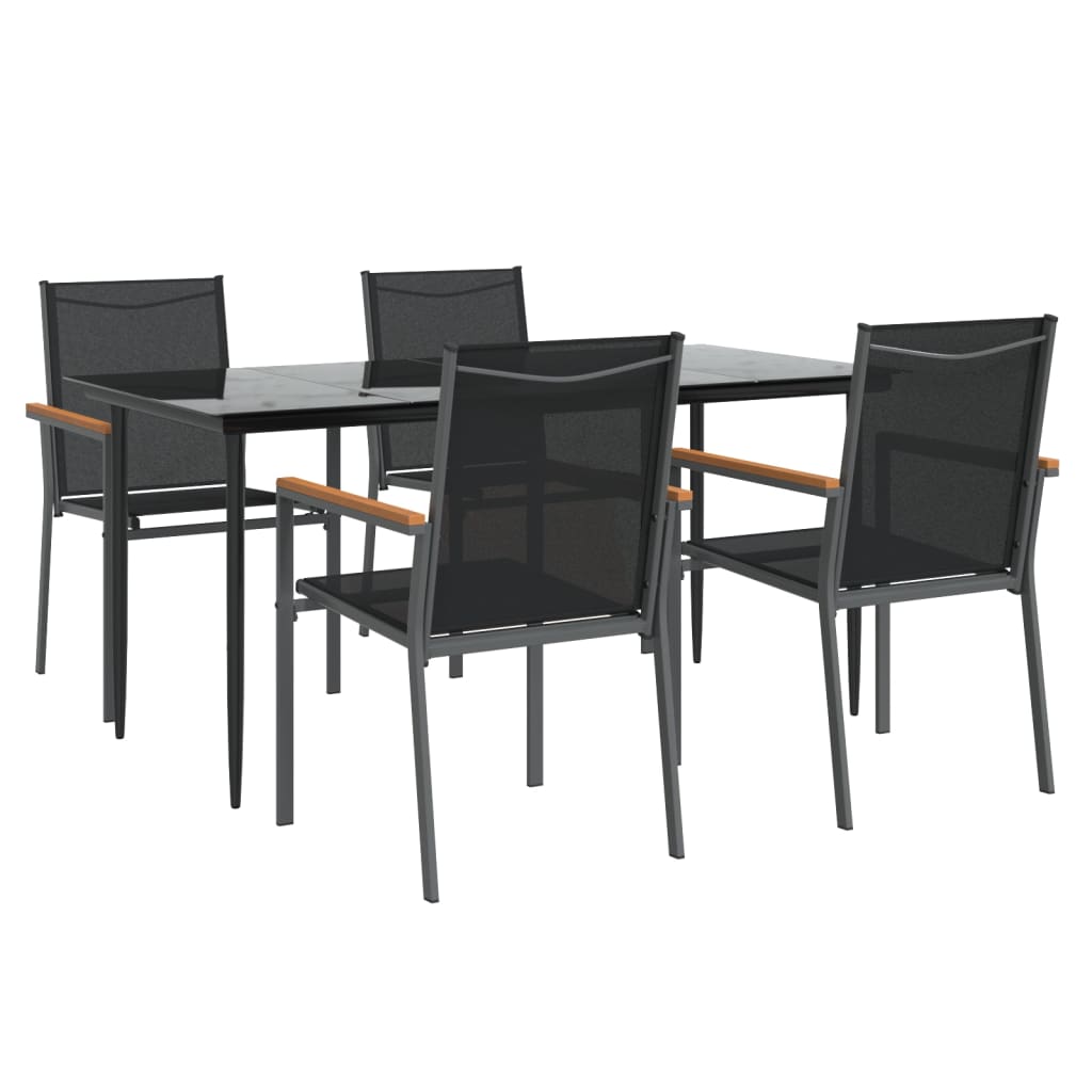 Hagespisegruppe 5 deler svart textilene og stål