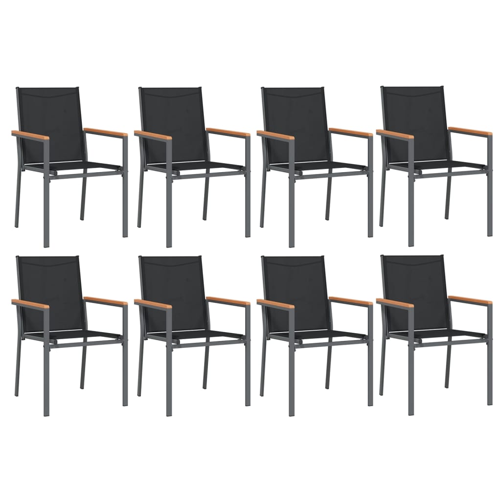 Hagespisegruppe 9 deler svart textilene og stål