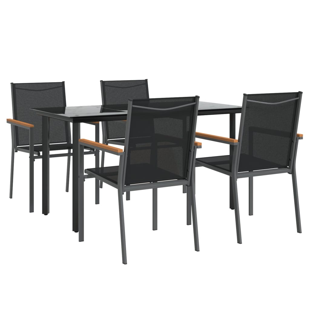 Hagespisegruppe 5 deler svart textilene og stål