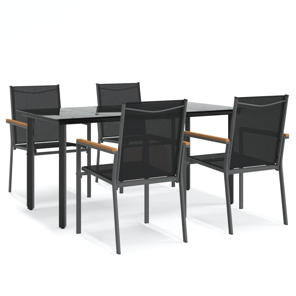 Hagespisegruppe 5 deler svart textilene og stål